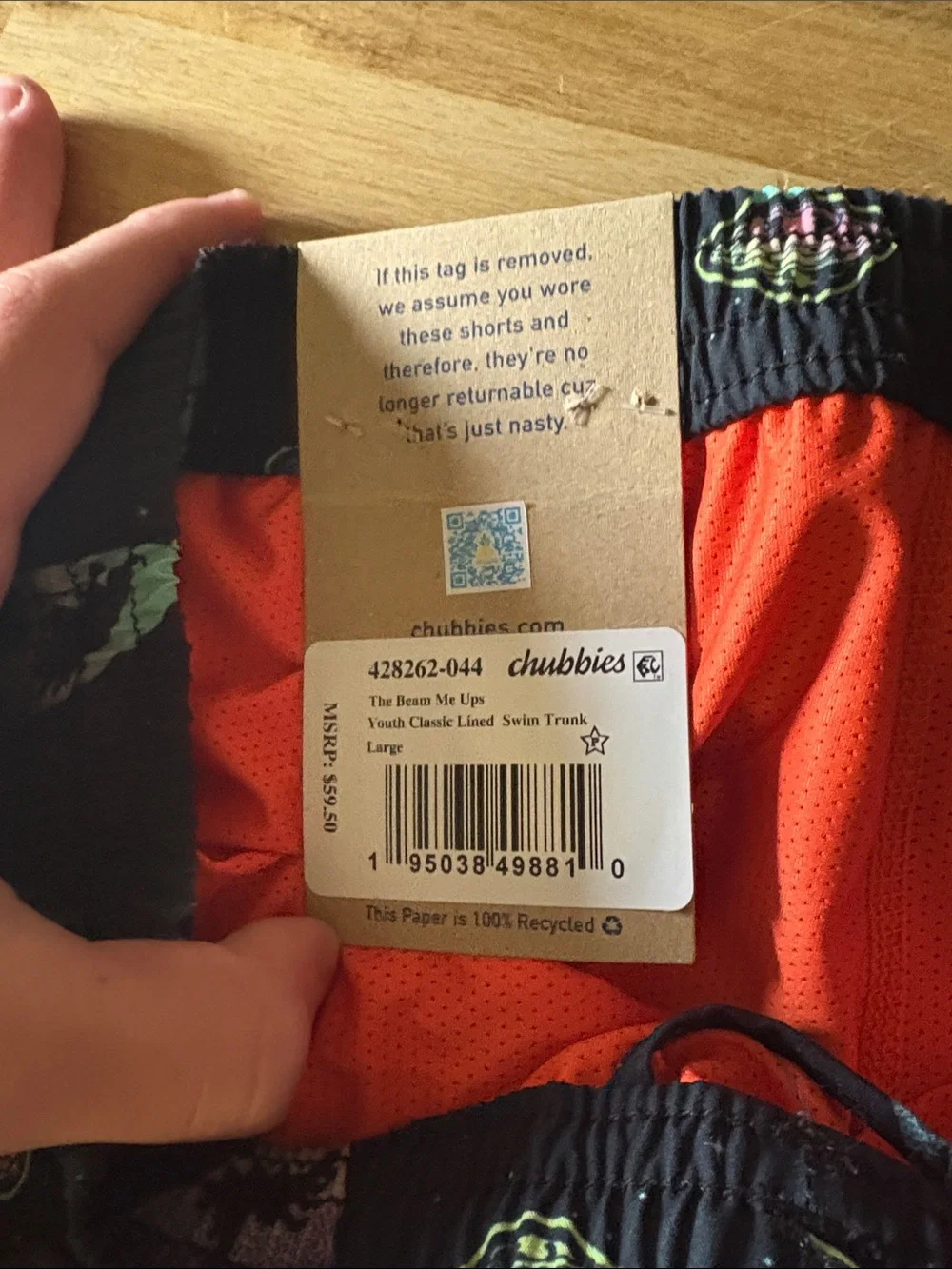 chubbies Black Swim Shorts with Mint, Pink and Teal Dino & UFO Print